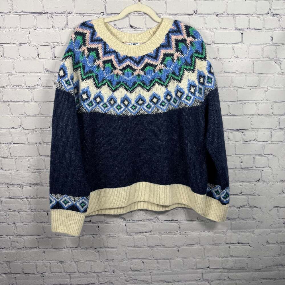 Old Navy Women's Crew Neck Fair Isle Sweater